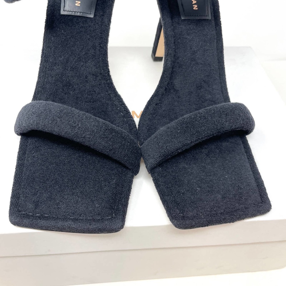 Good American Terry Square Toe Strappy Heeled Sandals In Black Size 11 New - Picture 10 of 14